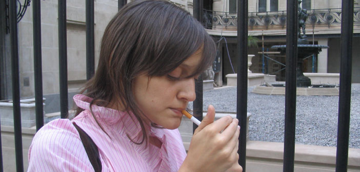 smoking cigarette