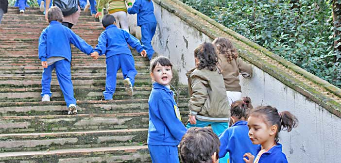 climbing stairs