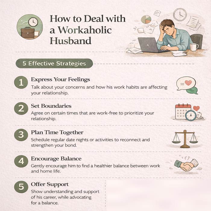 Dealing with Workaholic Husbands Infographic