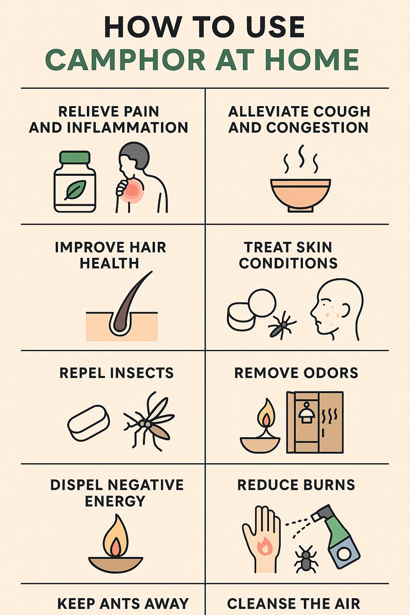 Camphor Uses Home Infographics